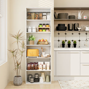 6-Tier Bookcase with 6 Open Shelves and Anti-Toppling Kits-White