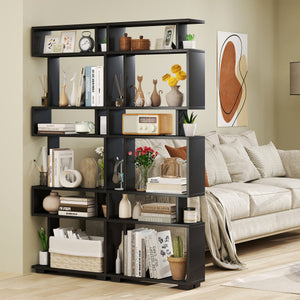6-Tier Bookcase with Anti-Tipping Kit-Black