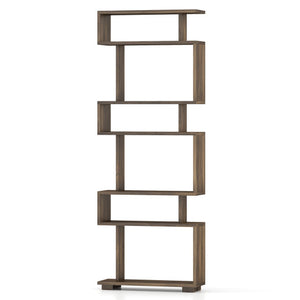 6-Tier Bookcase with Anti-Tipping Kit-Walnut