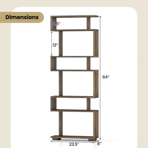 6-Tier Bookcase with Anti-Tipping Kit-Walnut