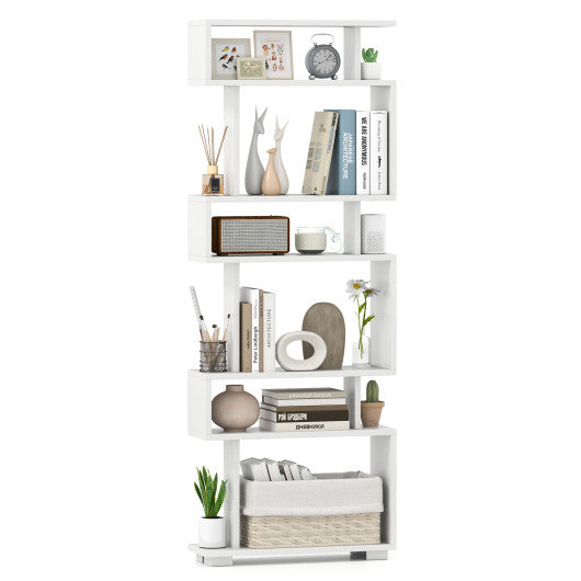 6-Tier Bookcase with Anti-Tipping Kit-White