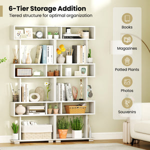 6-Tier Bookcase with Anti-Tipping Kit-White