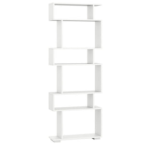 6-Tier Geometric Bookshelf with 2 Anti-Tipping Kits for Home Office-White