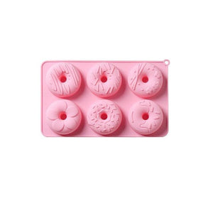 6 Cells Large Size Cake Molds Food Grade Material Donuts Mold Baking Tools For Biscuit Dessert Chocolate Mould Silicone Baking Mold Just Pop Out Non-Stick Doughnuts Baking Molds
