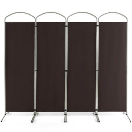 6.2Ft Folding 4-Panel Room Divider for Home Office Living Room -Brown