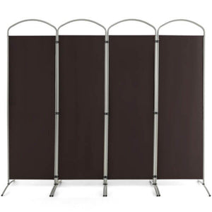 6.2Ft Folding 4-Panel Room Divider for Home Office Living Room -Brown