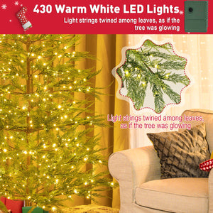 6.5/7.5 Feet Artificial Cypress Christmas Tree Pre-lit Hinged-6.5 ft
