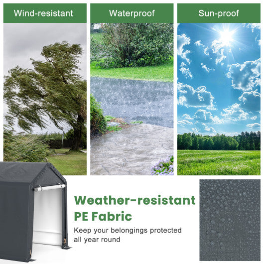 6 x 6.5/8 x 6.5 Feet Portable Motorcycle Outdoor Storage Shelter-8 Feet