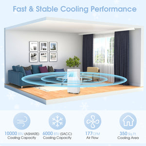 6000 BTU(SACC) Portable Air Conditioner Cools 250 Sq.Ft