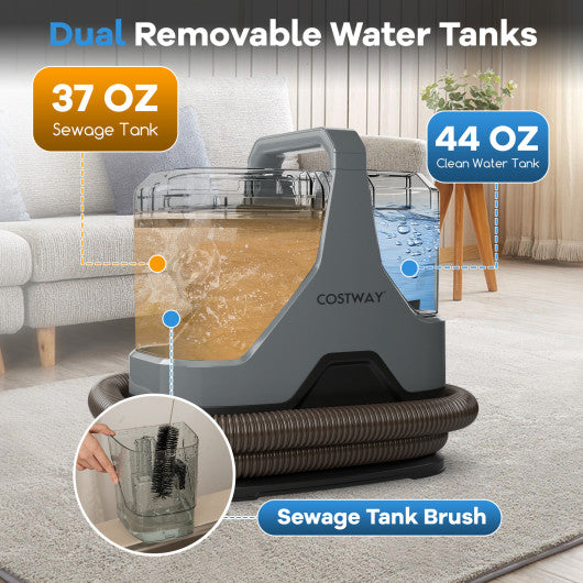 600W Upholstery Cleaner Machine with 15Kpa Powerful Suction and Versatile Attachments-Gray