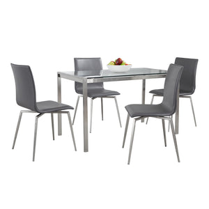 Fuji Mason - Upholstered Swivel Contemporary Dining Set Dining Set, Glass, 5 Piece by Couch.com