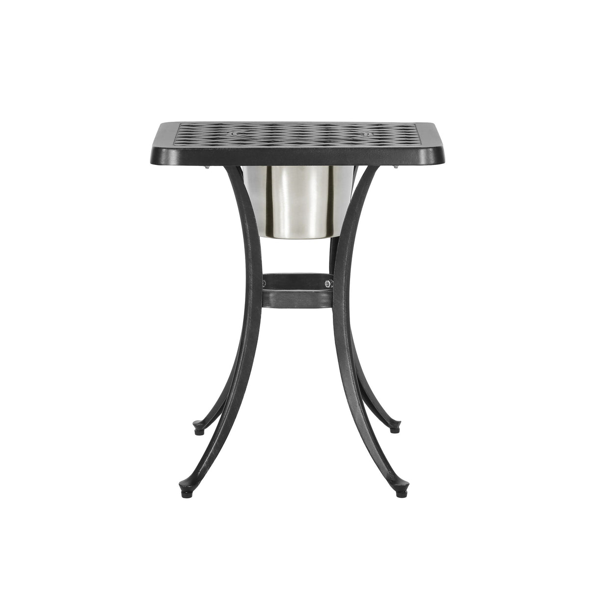 Outdoor Cast Aluminum Bistro Table With Ice Bucket - Black Copper by Couch.com