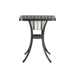 Outdoor Cast Aluminum Bistro Table With Ice Bucket - Black Copper by Couch.com