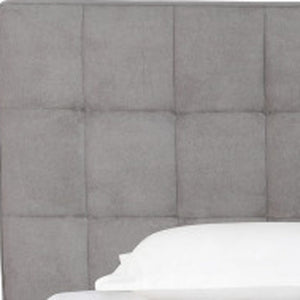 Gray Tufted Linen Blend Upholstered King Bed Frame
