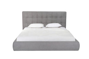 Gray Tufted Linen Blend Upholstered King Bed Frame