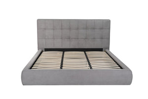 Gray Tufted Linen Blend Upholstered King Bed Frame