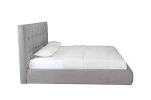 Gray Tufted Linen Blend Upholstered King Bed Frame