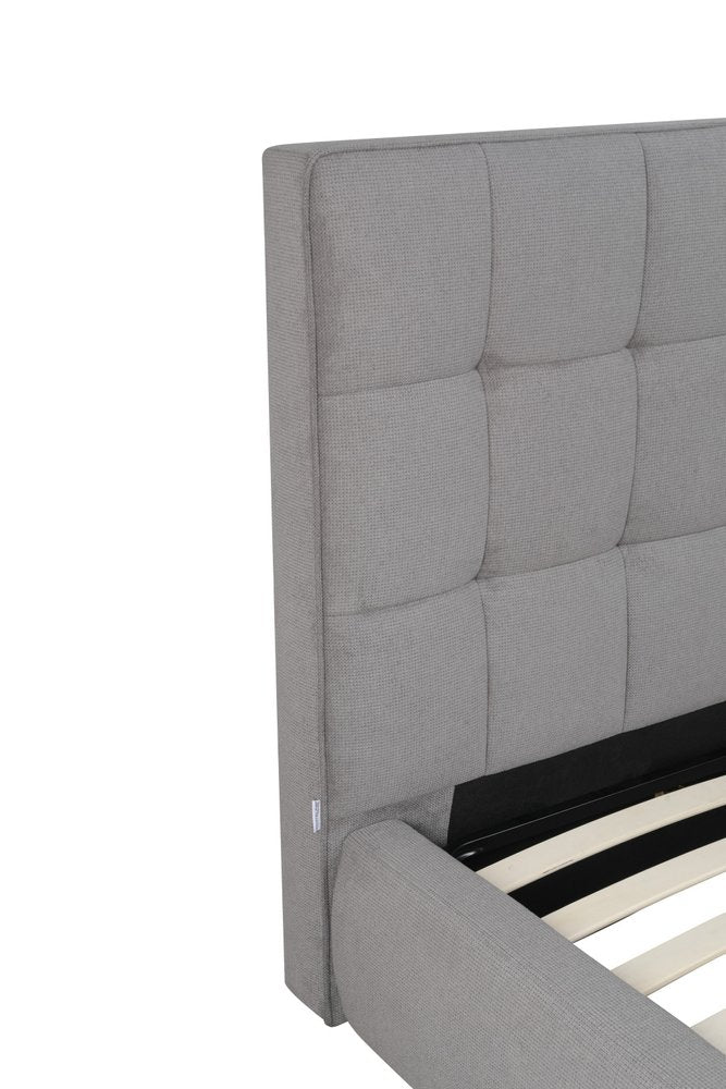 Gray Tufted Linen Blend Upholstered King Bed Frame