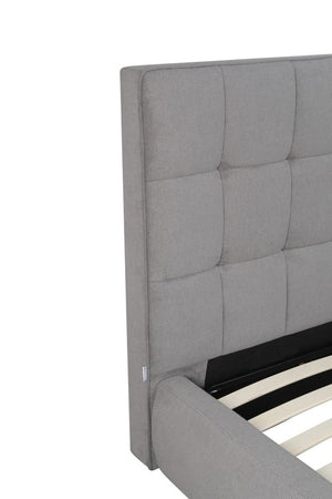 Gray Tufted Linen Blend Upholstered Queen Bed Frame