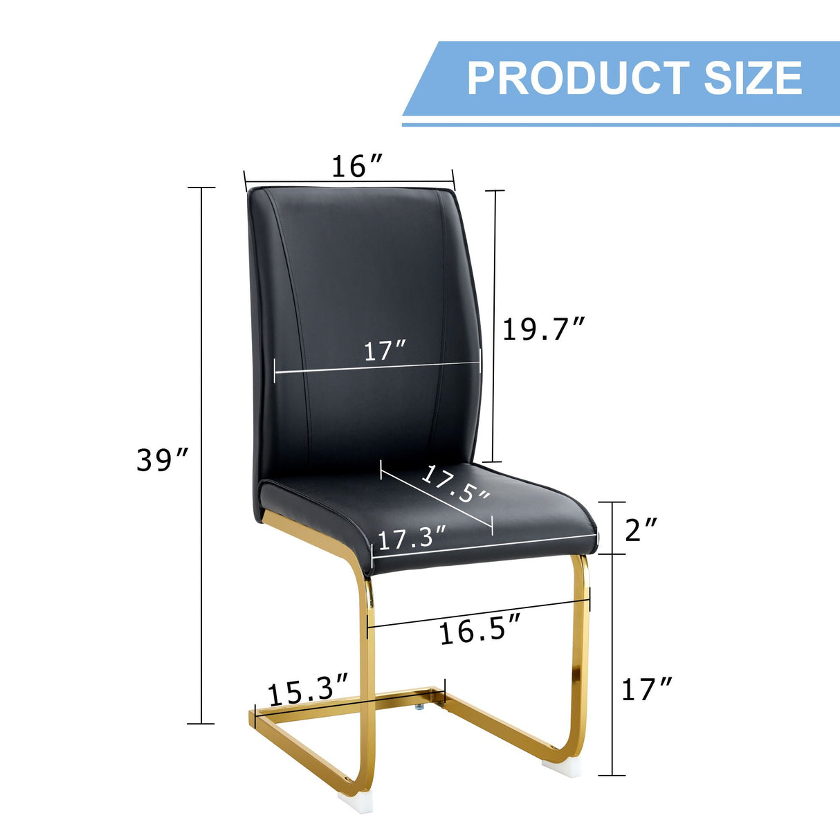 Luxurious And Minimalist Chair Covers, 2 High Elasticity Dining Chairs Arched Legs - Black / Gold by Couch.com