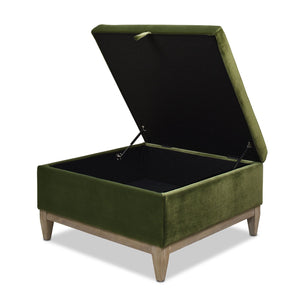Knox - Square Storage Cocktail Ottoman - Olive Green by Couch.com