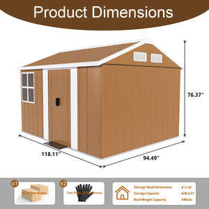 Heavy Duty Metal Storage Shed With Windows And Lockable Door, Weatherproof Outdoor Garden Shed by Couch.com