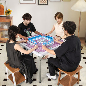 35 Inch 4 Player Game Card Folding Mahjong Table with Cup Holders-Pink