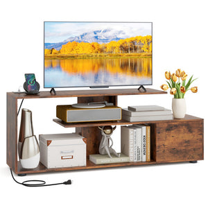 60 Inch Entertainment Center TV Stand with Power Outlet-Rustic Brown