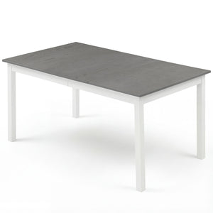 60 Inch Rectangular Dinner Table with Solid Rubber Wood Legs-Gray