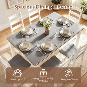 60 Inch Rectangular Dinner Table with Solid Rubber Wood Legs-Gray