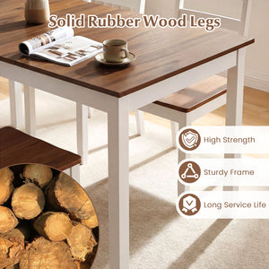 60 Inch Rectangular Dinner Table with Solid Rubber Wood Legs-Brown