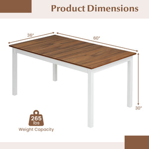 60 Inch Rectangular Dinner Table with Solid Rubber Wood Legs-Brown