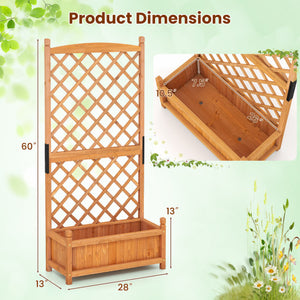 60 Inch Tall Raised Garden Bed with Diamond Lattice Trellis and Drainage Holes-Orange