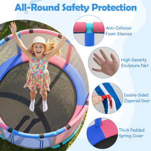 60 inch 6-in-1 Kids Toddler Trampoline with Gymnastics Bar-Navy