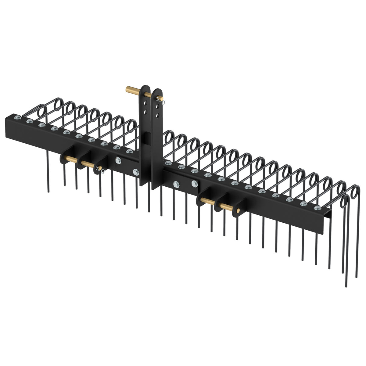 60 inch Pine Straw Rake Tow Behind Landscape Rake with 26 Metal Coil Tines-Black