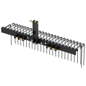 60 inch Pine Straw Rake Tow Behind Landscape Rake with 26 Metal Coil Tines-Black