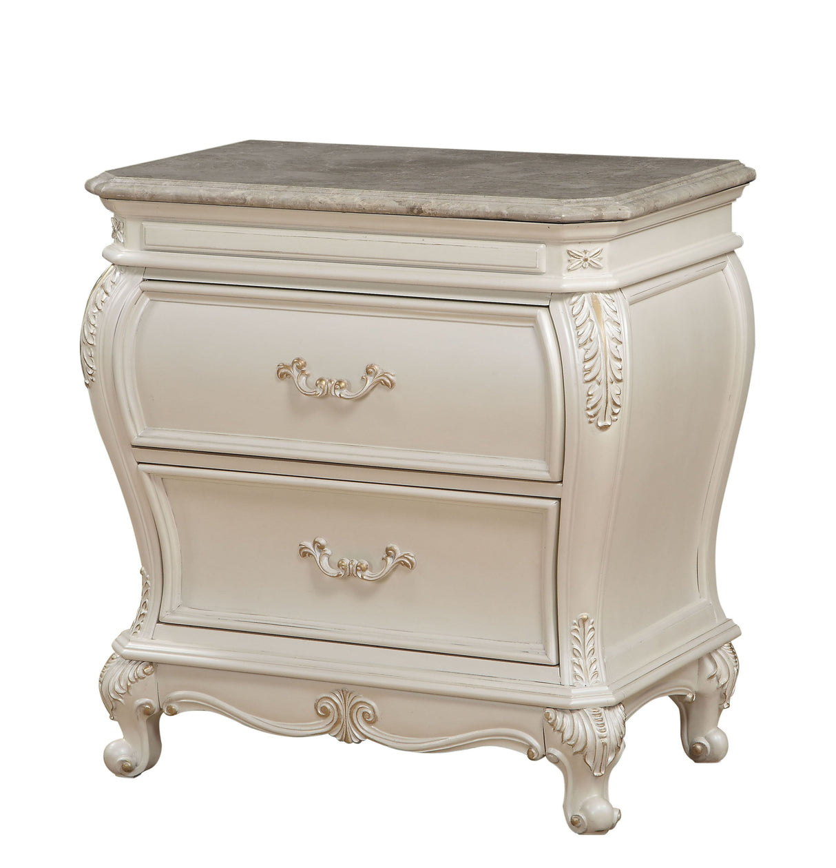 Chantelle - Nightstand With Granite Top - White by Couch.com