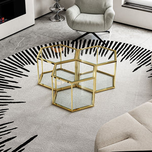 Modern Coffee Table With Double Layer Tempered Glass And Polygonal Design by Couch.com