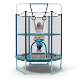 60" Trampoline with Gymnastic Bar and Rings for Kids-Blue