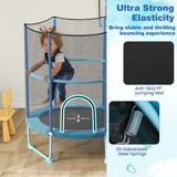 60" Trampoline with Gymnastic Bar and Rings for Kids-Blue