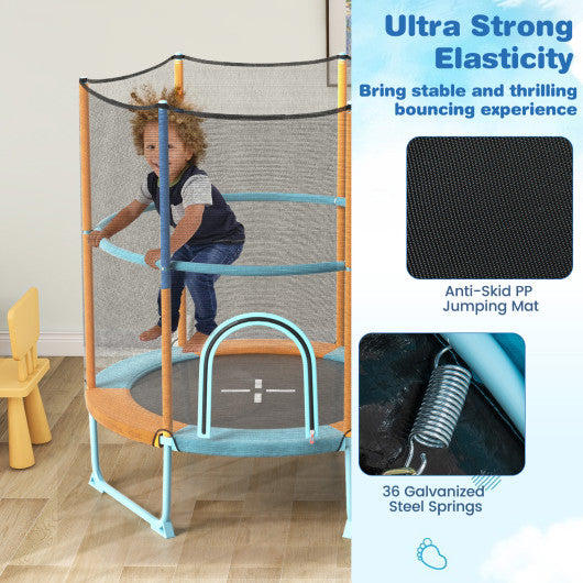 60" Trampoline with Gymnastic Bar and Rings for Kids-Orange