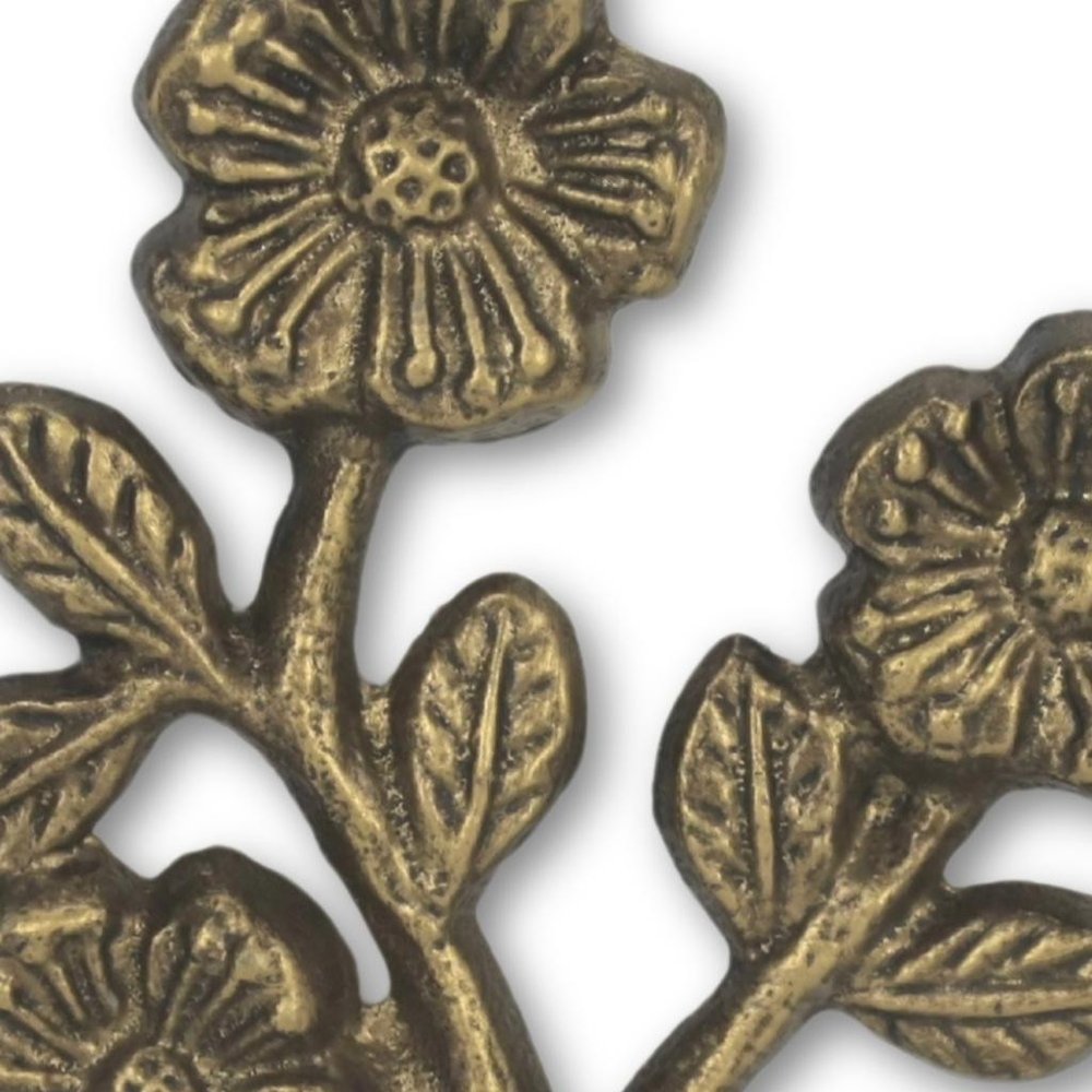 4" Antiqued Gold Cast Iron Flower Wall Hook