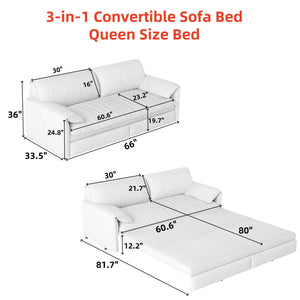 Pull Out 3 In 1 Convertible Sleeper Sofa With Side Storage, Multi Functional by Couch.com