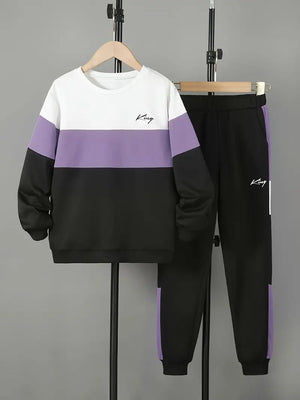 Design Sense Multicolor Hoodie Pants Two-piece Set