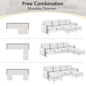 Modern L - Shape Convertible Sectional Sofa With Movable Ottoman by Couch.com
