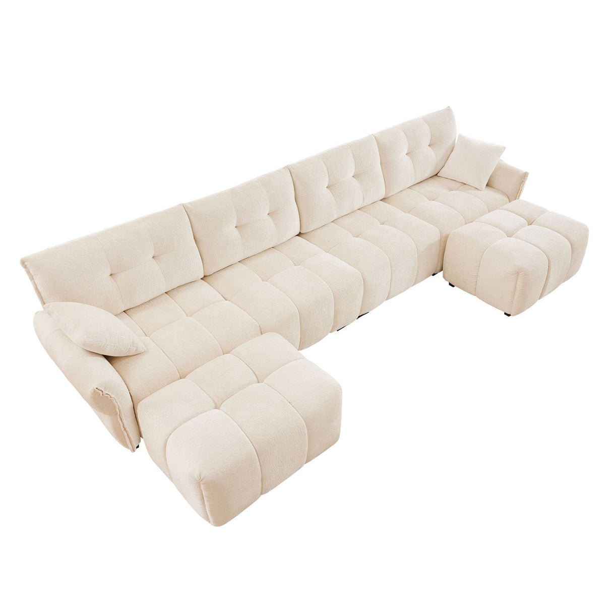Elegant Sofa Set With Ottoman And Pillows, Textured Chenille, High Resilience Cushions by Couch.com