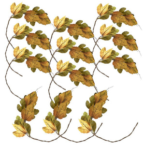 Maple Leaf Spray Green & Mustard, Botanicals Decor For Harvest Festival Fall Festival & Thanksgiving Table Decorations (Set of 12) - Green / Mustard by Couch.com