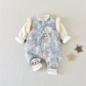 Fleece-lined Extra-thick Childrens Outdoor Cotton Jumpsuit