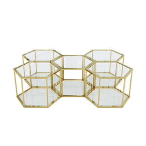 Modern Coffee Table With Double Layer Tempered Glass And Polygonal Design by Couch.com