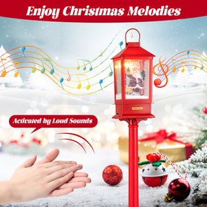 61 Inch Christmas Musical Street Lamp Post with Detachable Snow Globe Lantern-Red